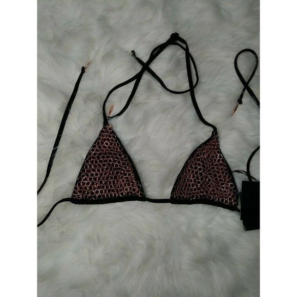 NWT LUV AJ BR Copper Chain Link Bikini Top M - Picture 3 of 7